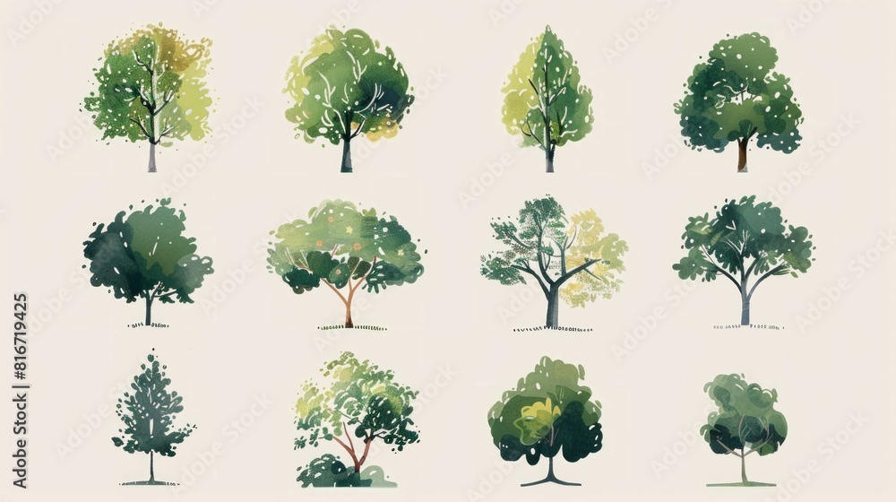 Fototapeta premium collection of tree illustrations 