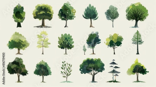 collection of tree illustrations  photo