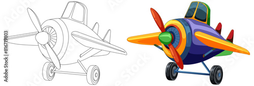 Vector illustration of a colorful cartoon airplane