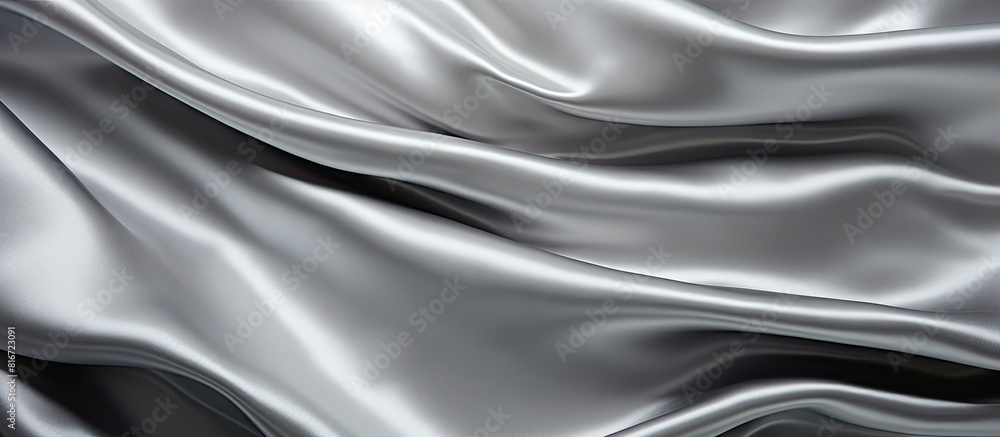 A textured silver fabric with abstract wrinkles and creases ideal for a copy space image A textured silver fabric with abstract wrinkles and creases ideal for a copy space image