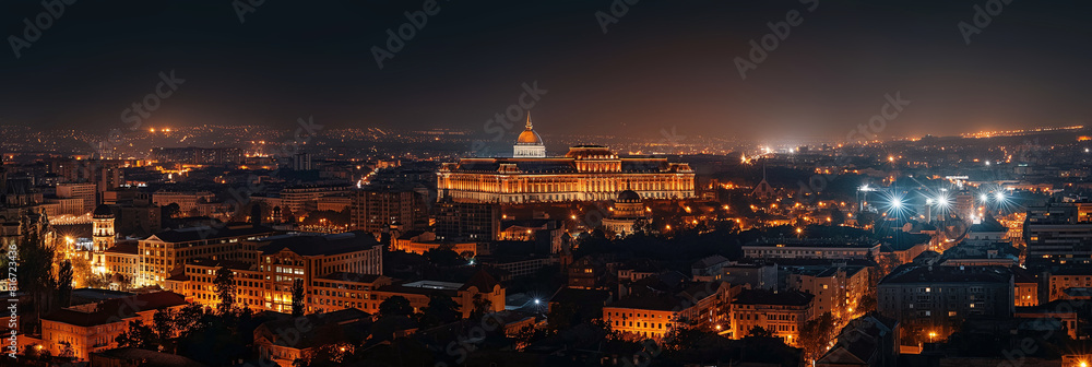 Stylized Night View of Bucharest's Palace of the Parliament