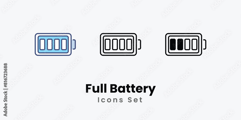 Full Battery Icons thin line and glyph vector icon stock illustration Full Battery Icons thin line and glyph vector icon stock illustration