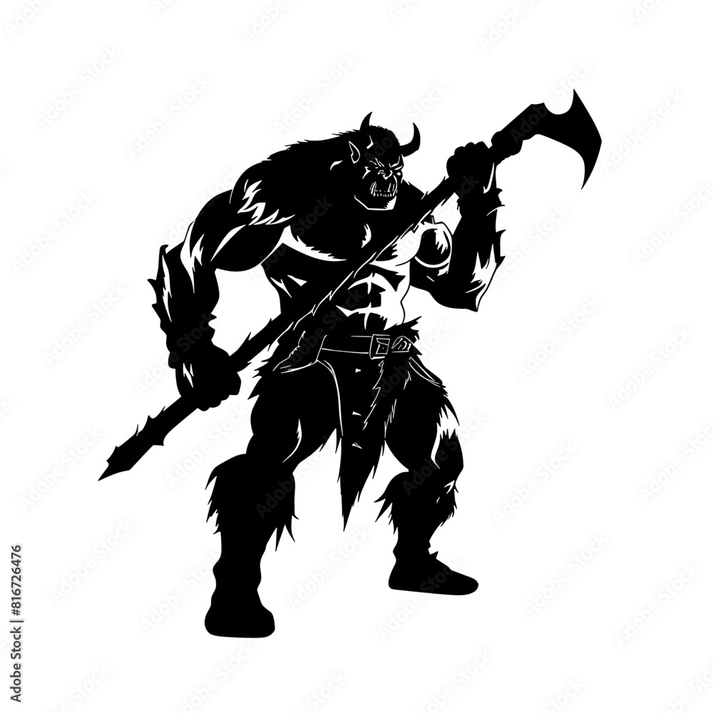 Infernal Fury: Sinister Silhouette of a Demon Brandishing a Polearm, Essential for Dungeons & Dragons Adventures! Perfect for Character Portraits, Campaign Posters, and Tabletop Conquests Infernal Fury: Sinister Silhouette of a Demon Brandishing a Polearm, Essential for Dungeons & Dragons Adventures! Perfect for Character Portraits, Campaign Posters, and Tabletop Conquests
