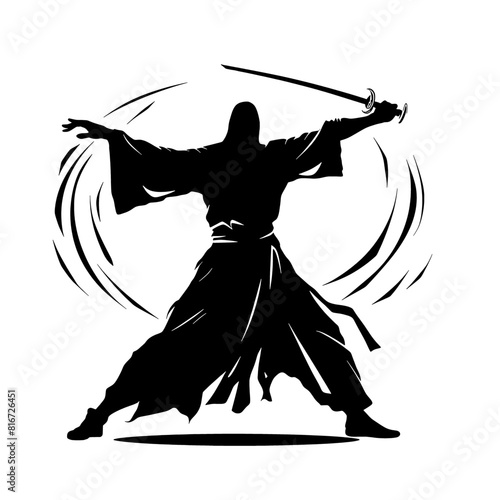 Sorcerous Sentinel: Mystical Silhouette of a Mage Wielding a Sword, Essential for Dungeons & Dragons Adventures! Perfect for Character Portraits, Campaign Posters, and Tabletop Magic