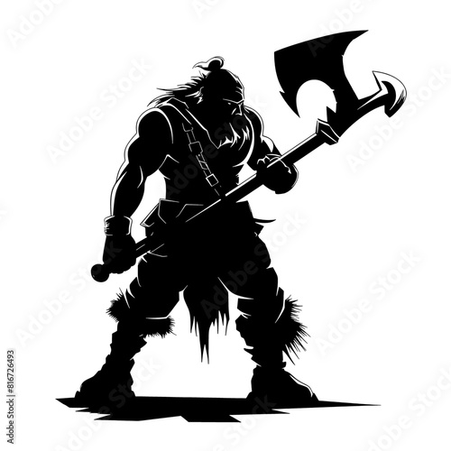 Orcish Conqueror: Dominant Silhouette of a Polearm-Wielding Brute, Essential for Dungeons & Dragons Adventures! Perfect for Character Portraits, Campaign Posters, and Tabletop Conquests