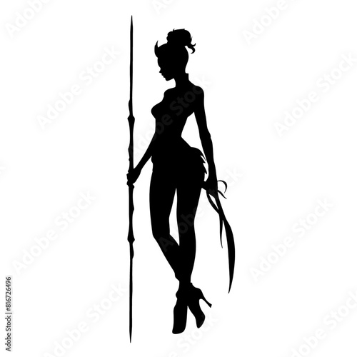 Mystical Enchantment: Enigmatic Silhouette of a Sorceress with Staff, Essential for Dungeons & Dragons Adventures! Ideal for Character Portraits, Campaign Posters, and Tabletop Sorcery