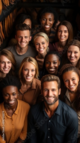 Portrait of a Happy Diverse Group of Smiling People Posing Together