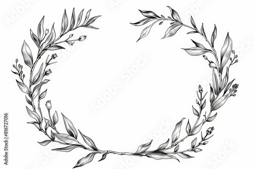 Wreath frame line art   illustration with white background. 