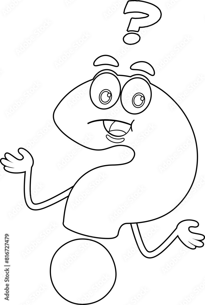 Outlined Cute Question Mark Cartoon Character With A Confused Expression. Vector Hand Drawn Illustration Isolated On Transparent Background Outlined Cute Question Mark Cartoon Character With A Confused Expression. Vector Hand Drawn Illustration Isolated On Transparent Background