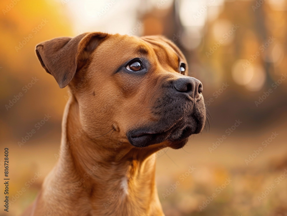 Boxer Dog in Autumn