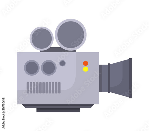 Vector illustration of a vintage movie projector isolated on a white background.