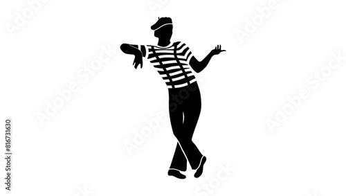 Mime emblem, black isolated silhouette
