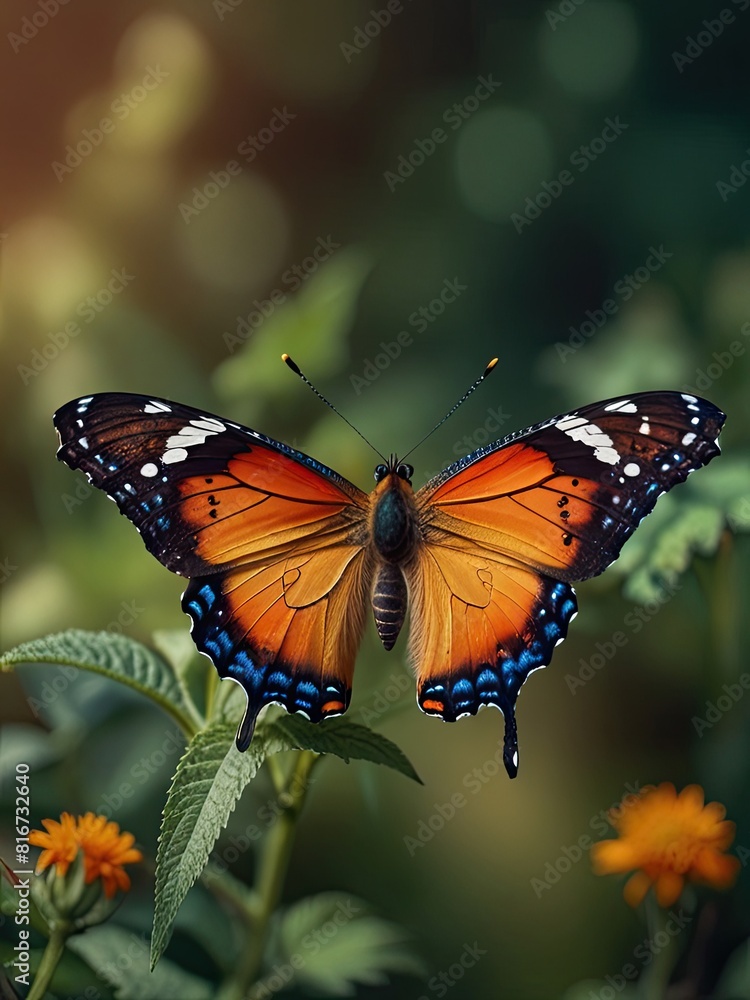 Fototapeta premium Watercolor butterfly with soft washes of color flutters on a clean white background