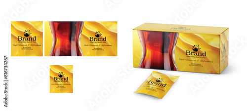 Premium tea packaging design label design photo