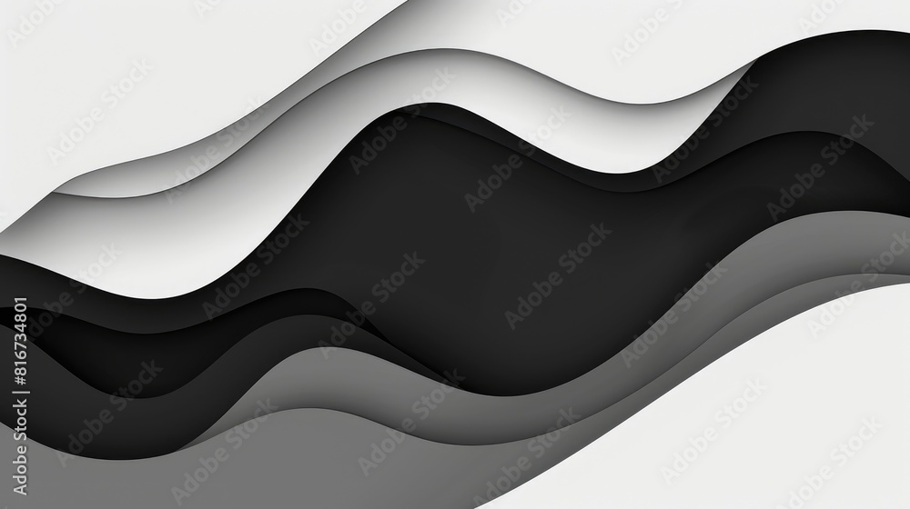 Black and white abstract background with wavy paper cut shapes Stock ...