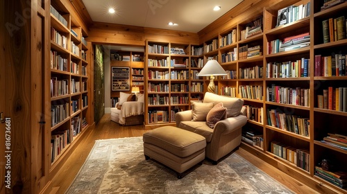 Serene Cozy Reading Nook with Built-in Bookshelves