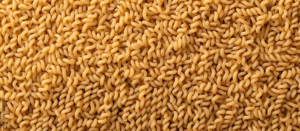Wholegrain instant noodles dry and uncooked are shown in a top view on a white background The image has a soft light and copy space for composition Wholegrain instant noodles dry and uncooked are shown in a top view on a white background The image has a soft light and copy space for composition