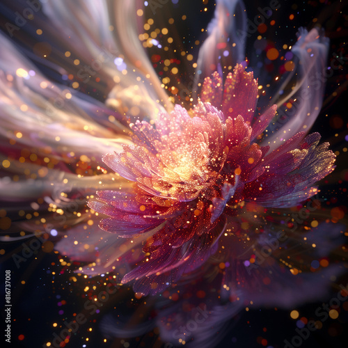 3d Abstract Explosive Background, magic flower