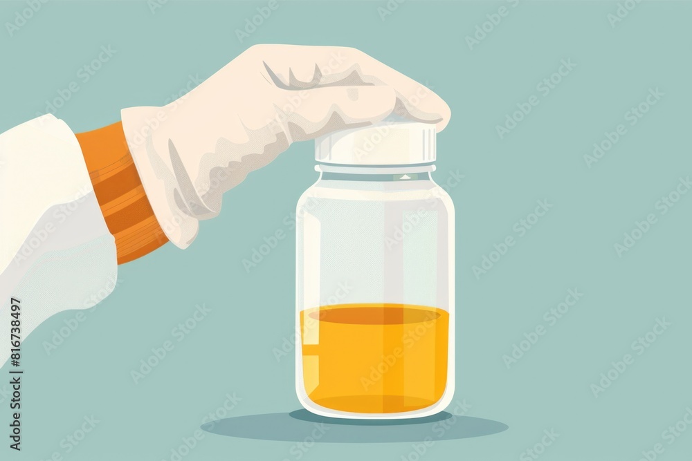 Hand holding a bottle of liquid, useful for product advertisement