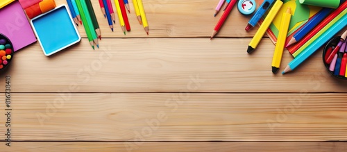 Top view of colorful school...
