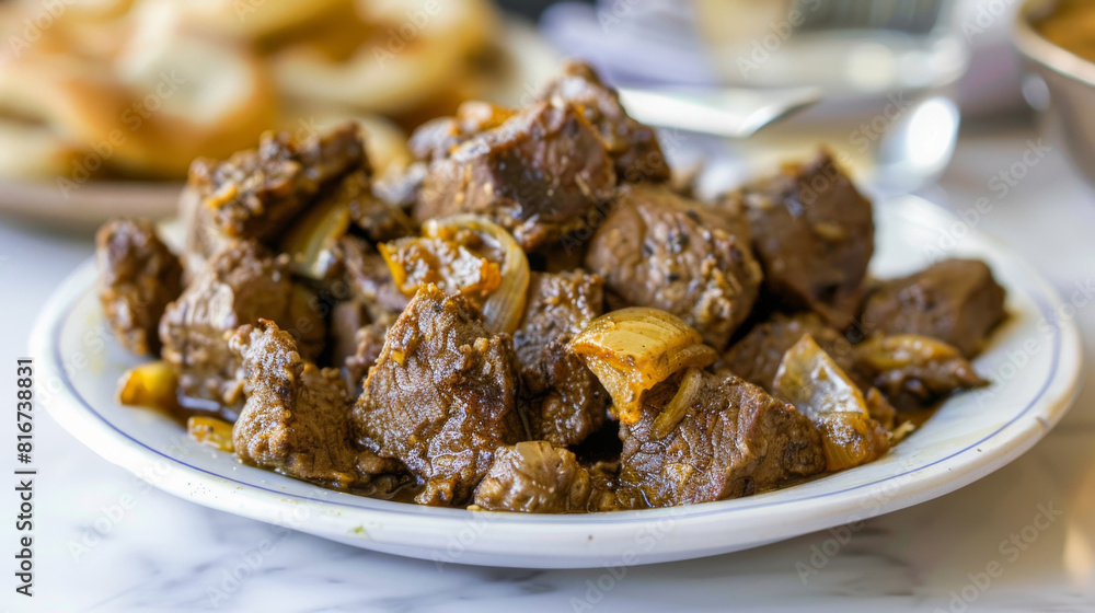 Delicious traditional african beef stew with tender meat and onions, showcasing the diverse culinary traditions of africa Delicious traditional african beef stew with tender meat and onions, showcasing the diverse culinary traditions of africa