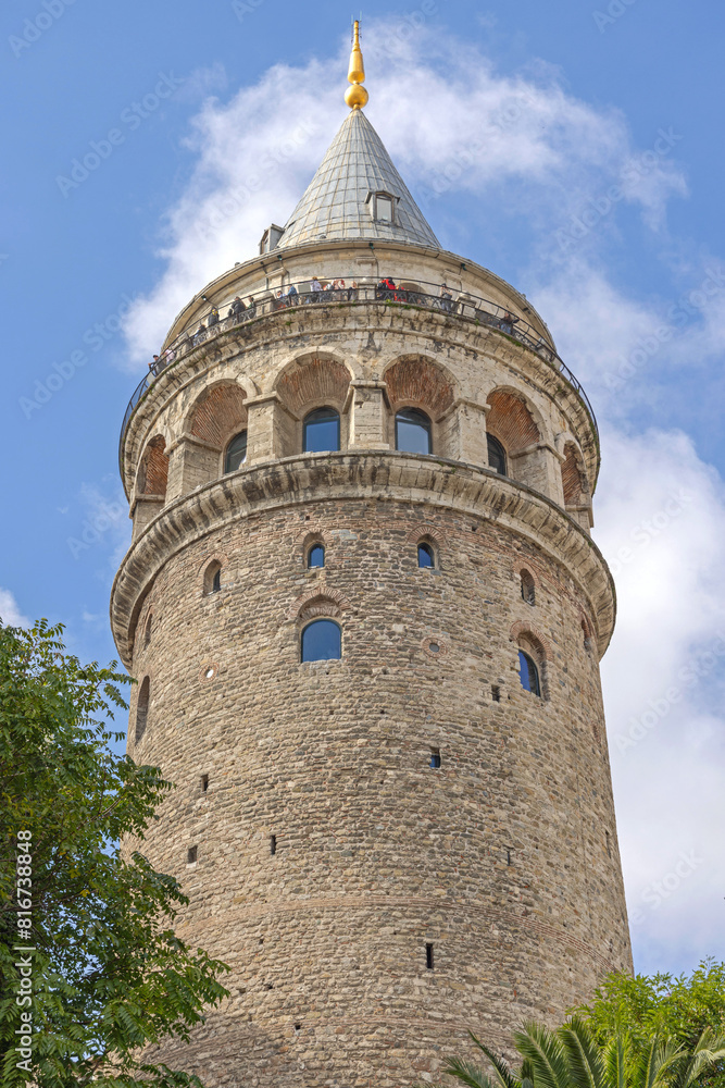 Galata Tower Historic Landmark Structure at Beyoglu Istanbul Turkey