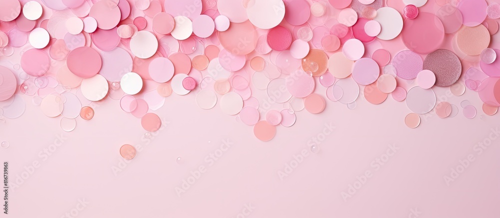 A vintage paper background in pastel pink with round confetti creates a modern abstract design ideal for various purposes such as holiday party decorations greeting cards and banners It also offers a