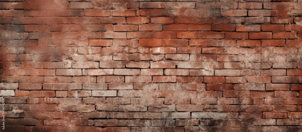 A textured red brick wall with a rustic and worn appearance offering room for additional elements in the image A textured red brick wall with a rustic and worn appearance offering room for additional elements in the image