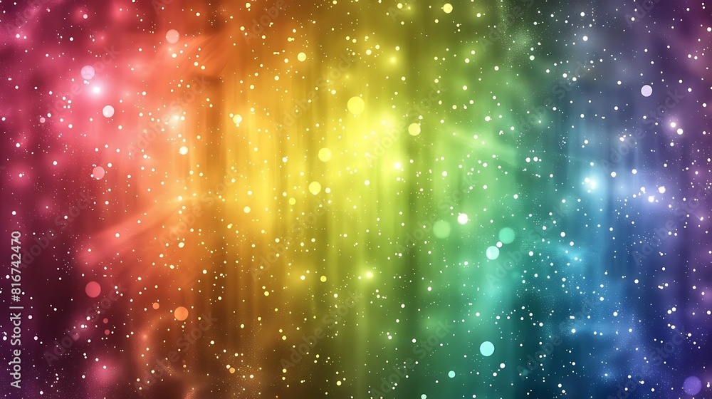 Fototapeta premium Colorful shiny background with rainbow colors and falling stars.