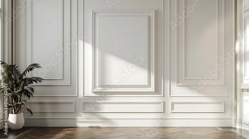 Wallpaper Mural Luxury classic white wall panel with plant Torontodigital.ca