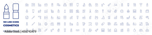 100 icons Cosmetics collection. Thin line icon. Editable stroke. Cosmetics icons for web and mobile app.-3 © Spaceicon
