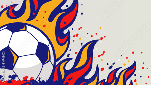 Football tournament design inspirations, ball in fire. Creative sport background for soccer competitions or league tables. Vector illustration