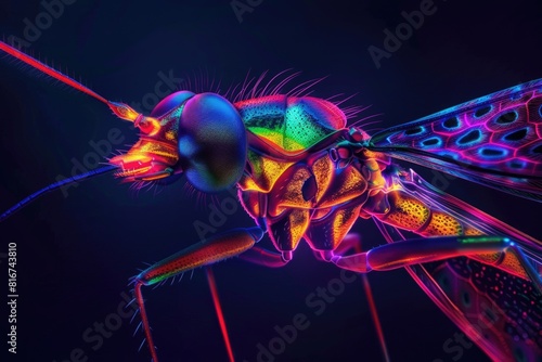 Vibrant insect on black background. Ideal for nature concepts