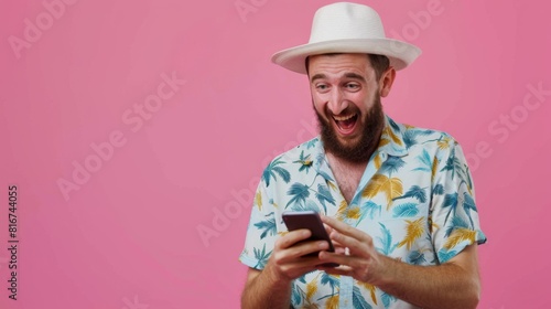 Joyful Man with Tropical Attire photo