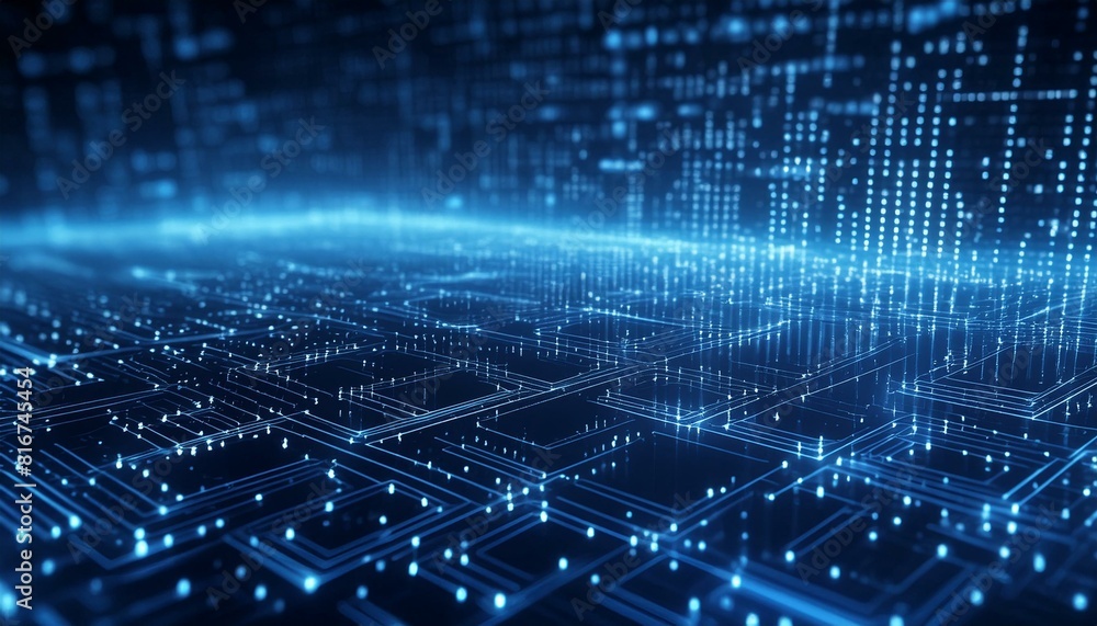 A digital-inspired background with a matrix of faint blue binary code on a deep blue base. A digital-inspired background with a matrix of faint blue binary code on a deep blue base.