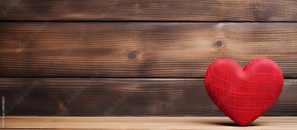 Valentine s Day copy space image of a wooden heart placed on a wooden board Valentine s Day copy space image of a wooden heart placed on a wooden board