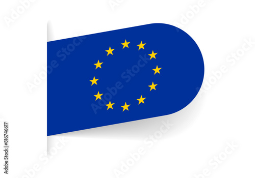 EU flag icon, logo or tag. European Union emblem banner. Vector illustration.