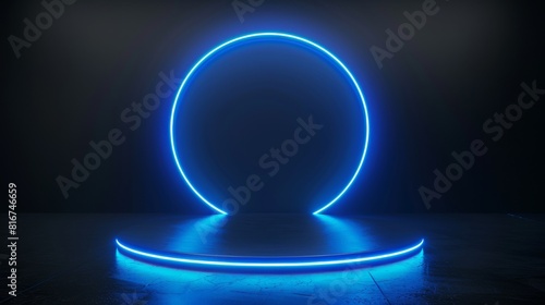 Blue Circular Light on Dark Background