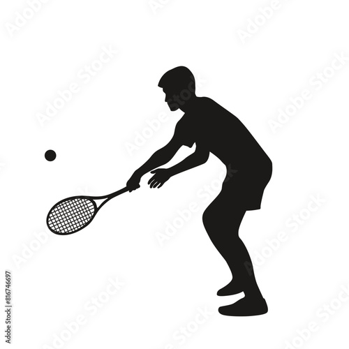Tennis player silhouette in vector, flat style. © V. G. Design