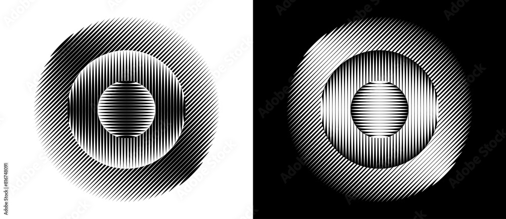 Transition parallel lines in circles. Abstract art geometric background ...