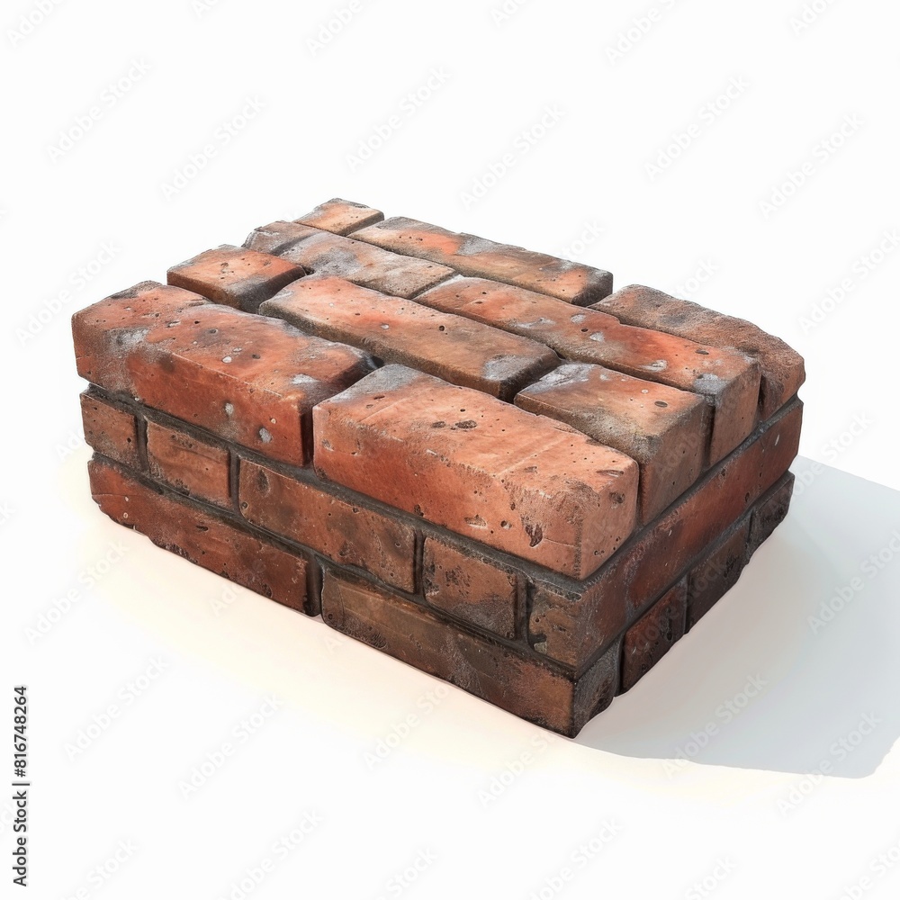 Detailed 3D model of a brick box displayed on a plain white backdrop for design purposes Detailed 3D model of a brick box displayed on a plain white backdrop for design purposes