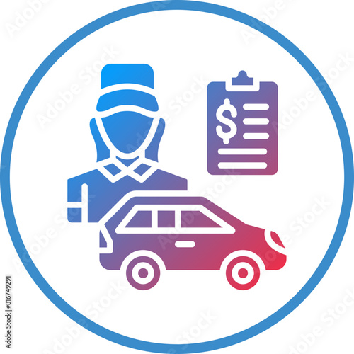 Vector Design Car Saleswoman Icon Style