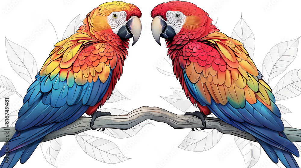 Obraz premium coloring book for children, two parrots