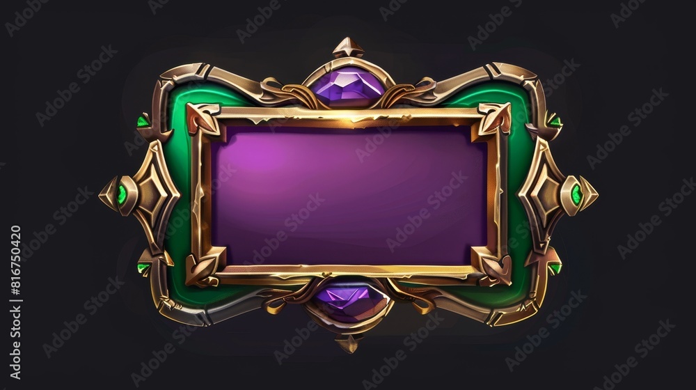UI game button with gold frame sprite for animation. Fantasy rpg title ...