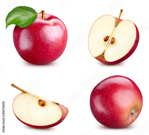 Red apple collection isolated. Red apple on white. Full depth of field. With clipping path