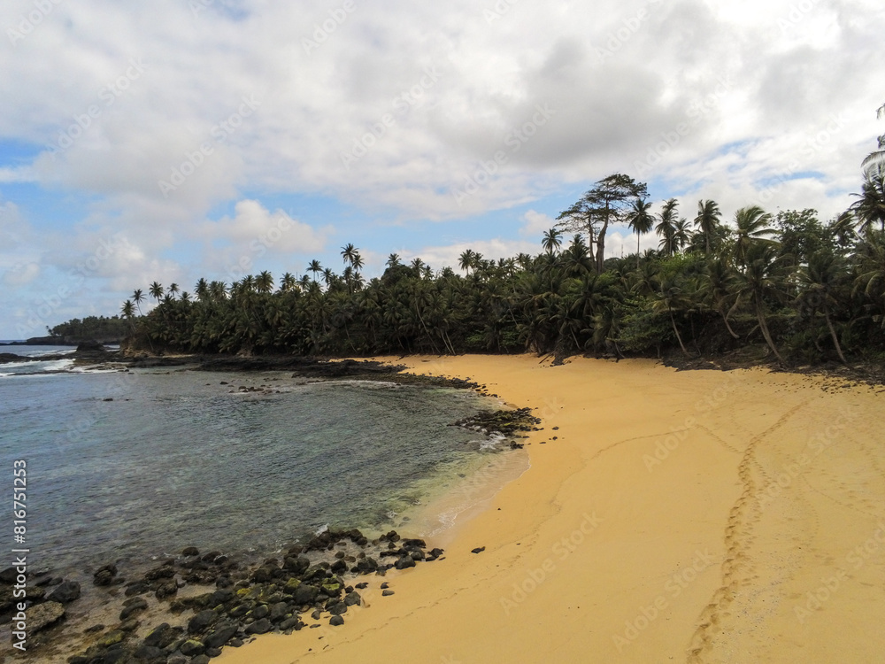 Low view from the beach at ilheu das rolas,Sao Tome Low view from the beach at ilheu das rolas,Sao Tome