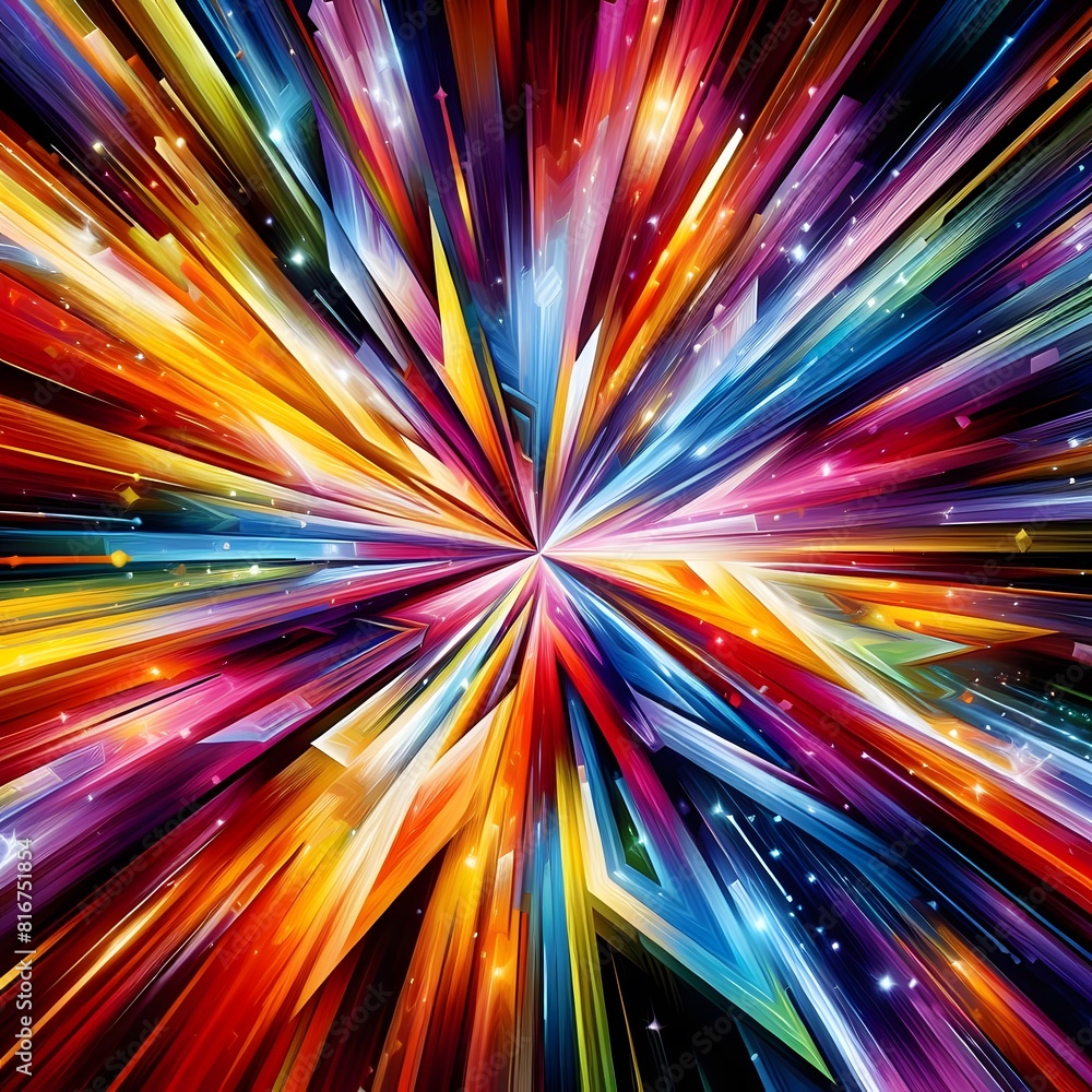 Obraz premium Vibrant Vertex abstract colorful shapes swirling and converging in a radiant display