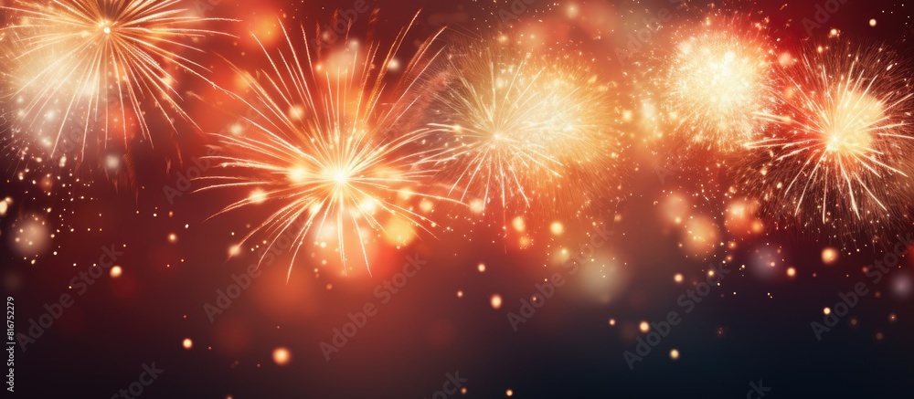 An abstract holiday background featuring fireworks at New Year s with ample copy space available An abstract holiday background featuring fireworks at New Year s with ample copy space available