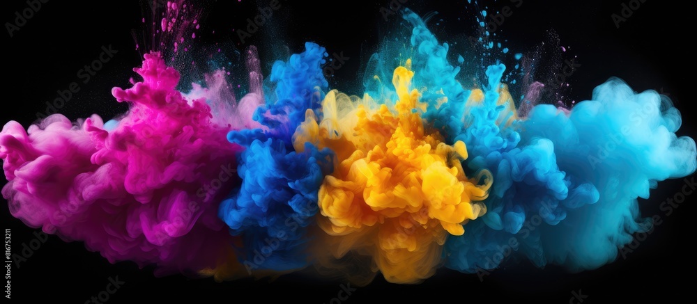 Colorful powder exploding on a clean white background creating an impressive copy space image Colorful powder exploding on a clean white background creating an impressive copy space image