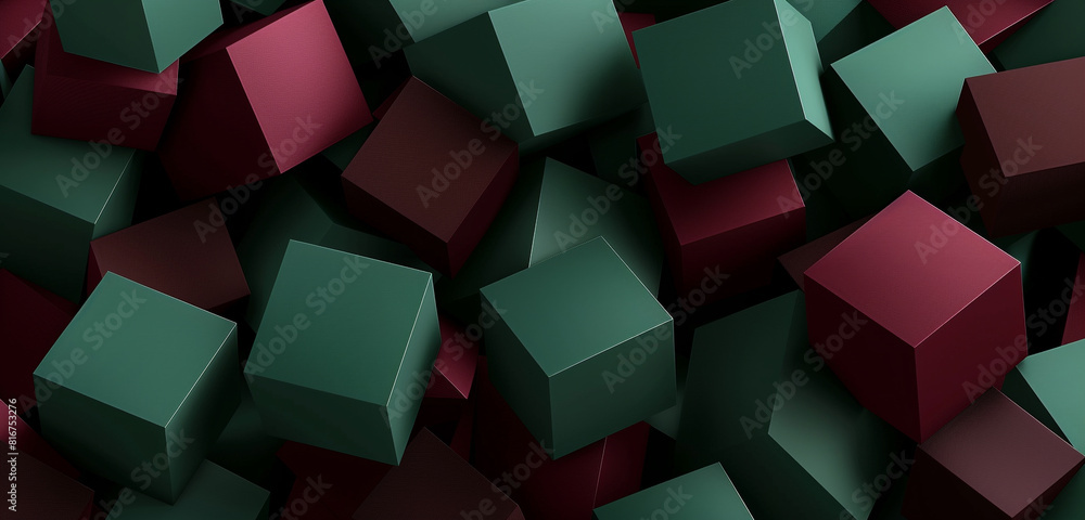 Obraz premium Rich deep tones matte forest green and burgundy in a futuristic design.